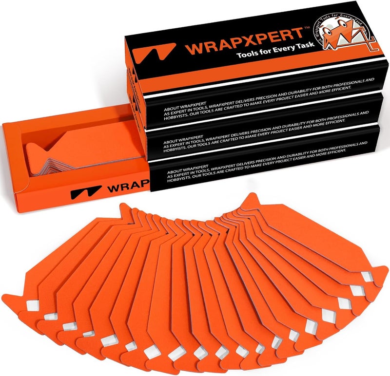 WRAPXPERT أقمشة سqueegee مقطوعة مسبقًا، 30 قطعة شريط فينيل سqueegee، شريط شعري برتقالي مع لاصق خلفي يناسب 4 بوصات لمجموعة تظليل النوافذ، أدوات لف الفينيل - Image 1